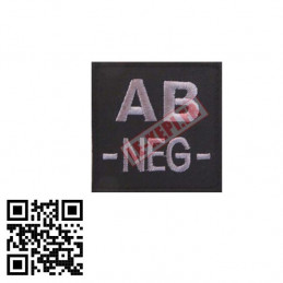 Groupe sanguin AB NEGATIF sur velcro basse visibilité Noir