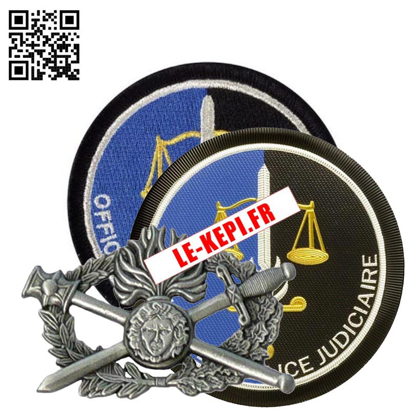 PACK OPJ n°3 Gendarme Officier de Police Judiciaire 1 écusson brodé 1 plastique 1 brevet