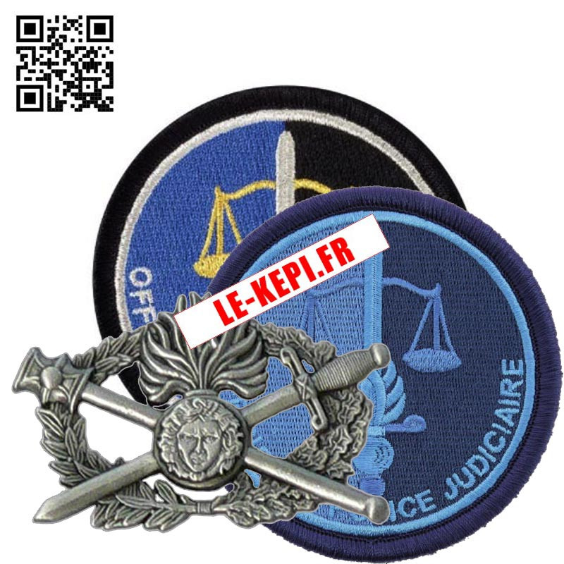Officier Police Judiciaire OPJ Gendarmerie - 1 écusson bleu bv - 1 écusson brodé - 1 brevet