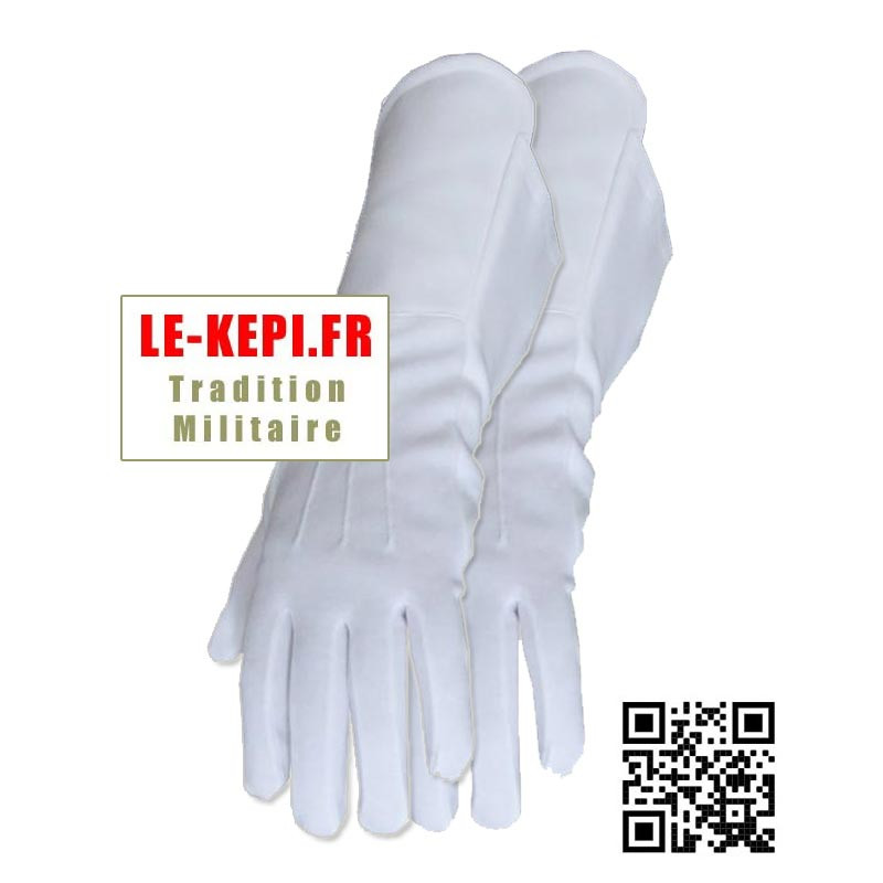Gants blanc coton 3 baguettes de cérémonie gendarmerie