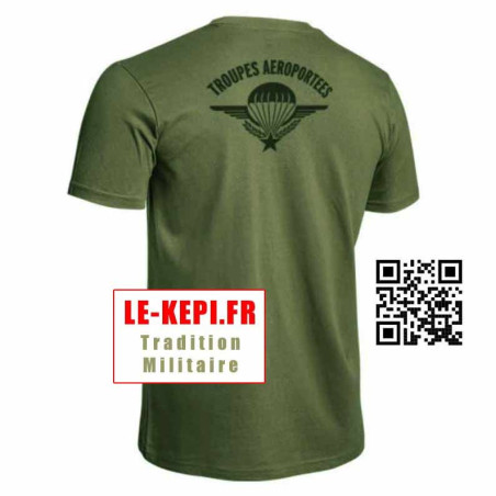 Tee-shirt Troupes Aéroportées coton vert olive dos