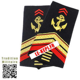 Fourreaux d'épaules Caporal-Chef de 1re Classe Troupes de Marine - TDM 4 Barres