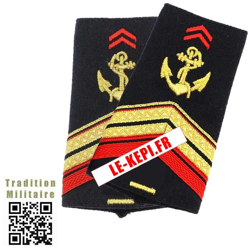 Fourreaux d'épaules Caporal-Chef de 1re Classe Troupes de Marine TDM 1 Barre