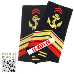 Fourreaux d'épaules Caporal-Chef de 1re Classe Troupes de Marine TDM 2 Barres