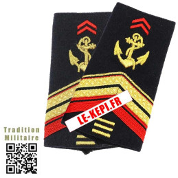Fourreaux d'épaules Caporal-Chef de 1re Classe Troupes de Marine TDM 3 Barres