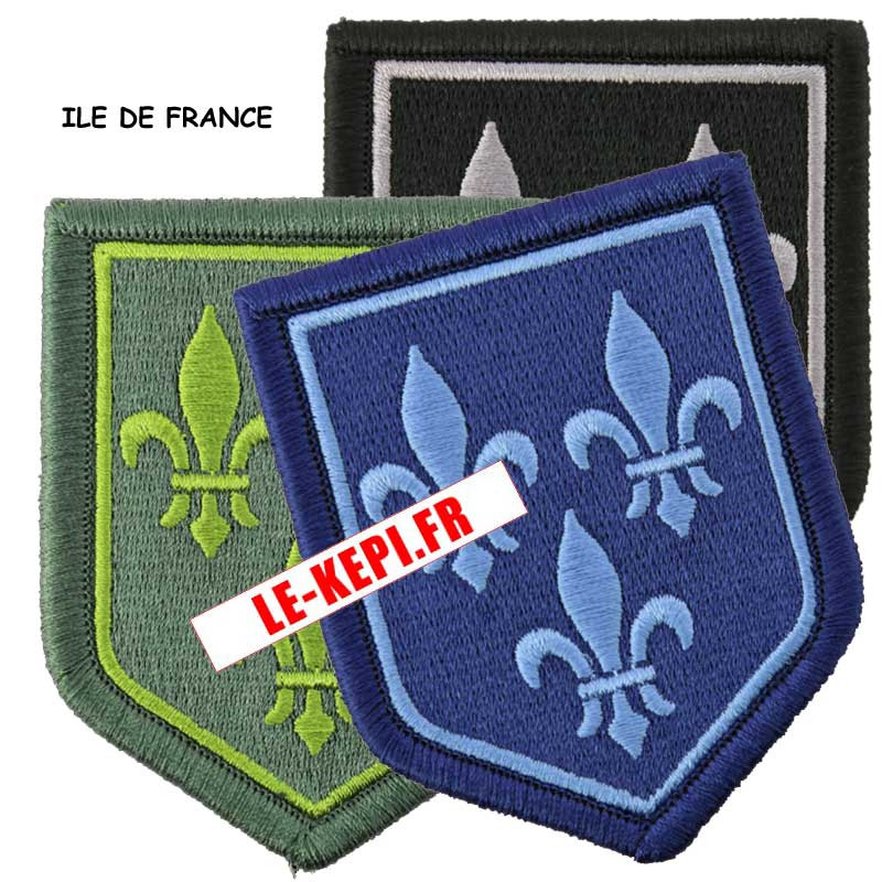 ILE DE FRANCE PACK 3 ECUSSONS brodés basse visibilité Gendarmerie - NOIR BLEU VERT