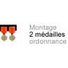 Montage de 2 médailles ordonnance cousu sur drap noir