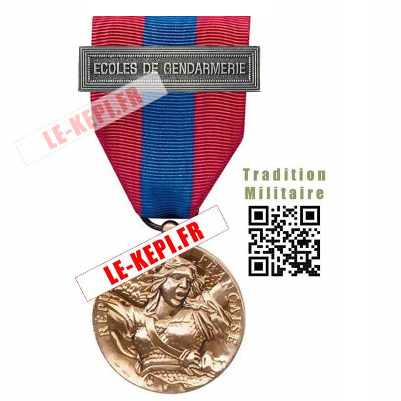 ECOLE DE GENDARMERIE Agrafe sur médaille défense nationale bronze