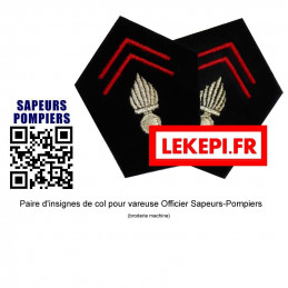 Insigne de col pompier Officier pour vareuse
