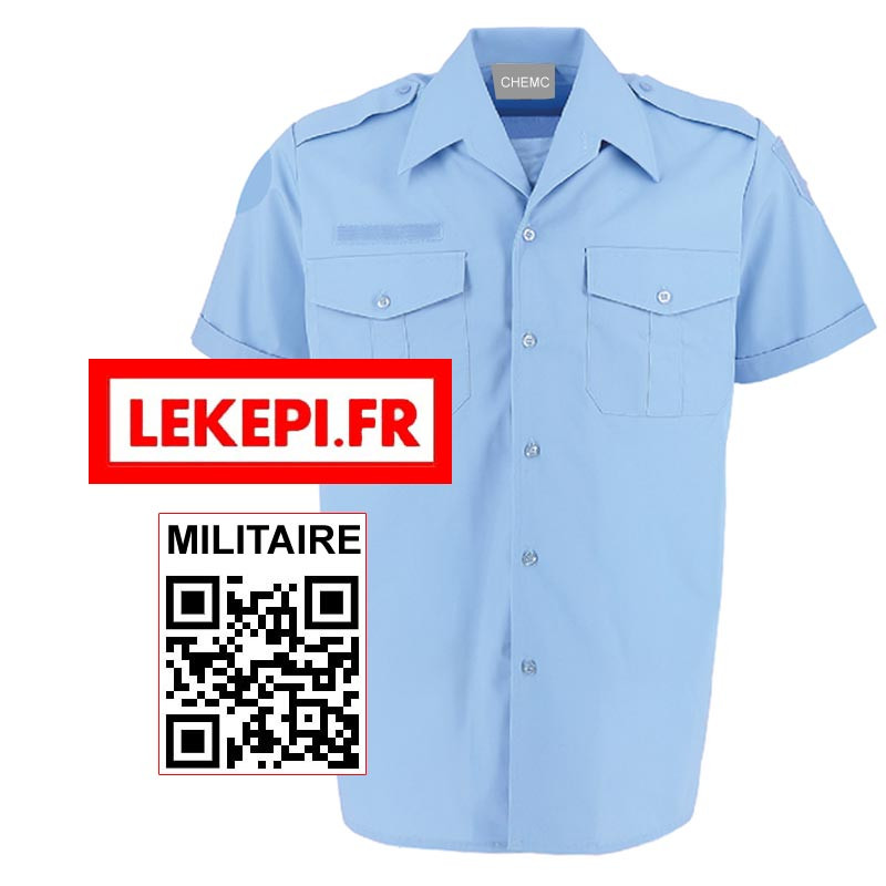 Chemisette Gendarmerie bleu ciel manches courtes