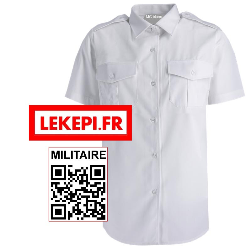 Chemisette Gendarmerie blanche manches courtes Chemisette Gendarmerie blanche manches courtes