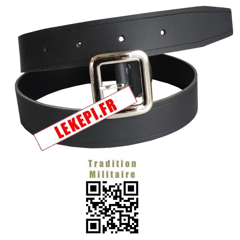 Ceinturon d'uniforme cuir noir 40 mm de large - longueur 125 cm Ceinturon d'uniforme cuir noir 40 mm de large - longueur 125 cm