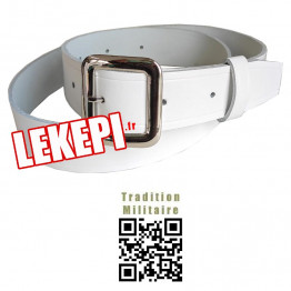 Ceinturon d'uniforme cuir BLANC  40 mm de large - longueur 125 cm