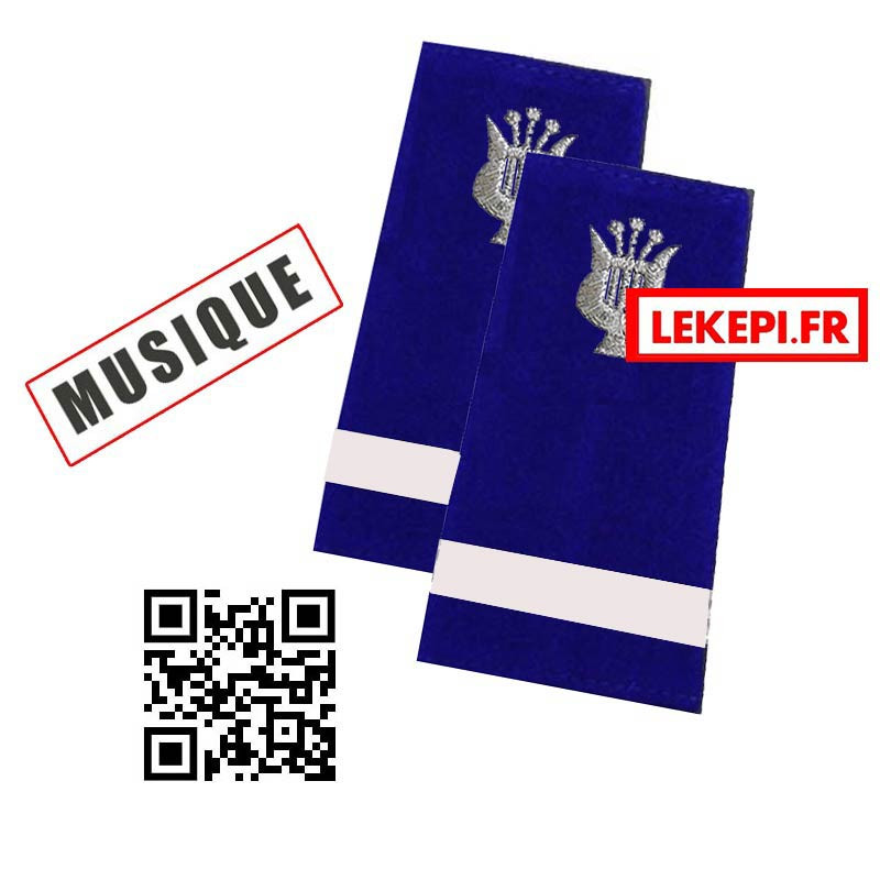 FOURREAUX MUSIQUE bleu roy broderie Lyre Argent - Galon Sous-Lieutenant