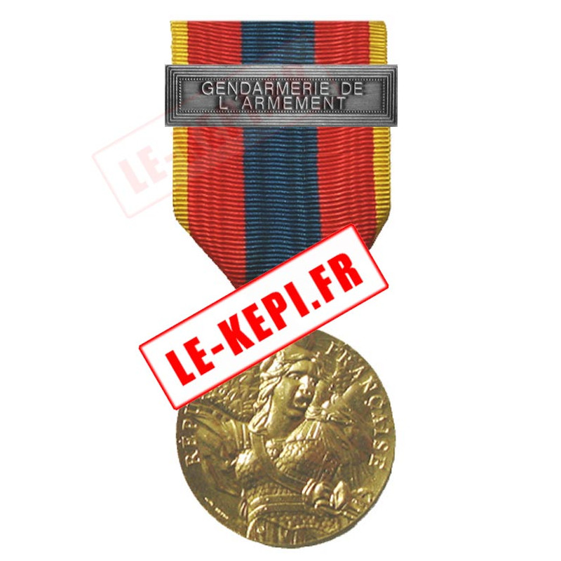Gendarmerie de l'Armement agrafe sur médaille défense nationale Or